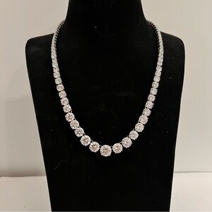 NEW Diamonique Elegant Silver Tennis Necklace